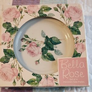 Pink and Green Floral Dinnerware Plate